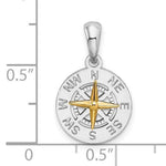 Załaduj obraz do przeglądarki galerii, Sterling Silver and 14k Yellow Gold Nautical Compass Medallion Small Pendant Charm
