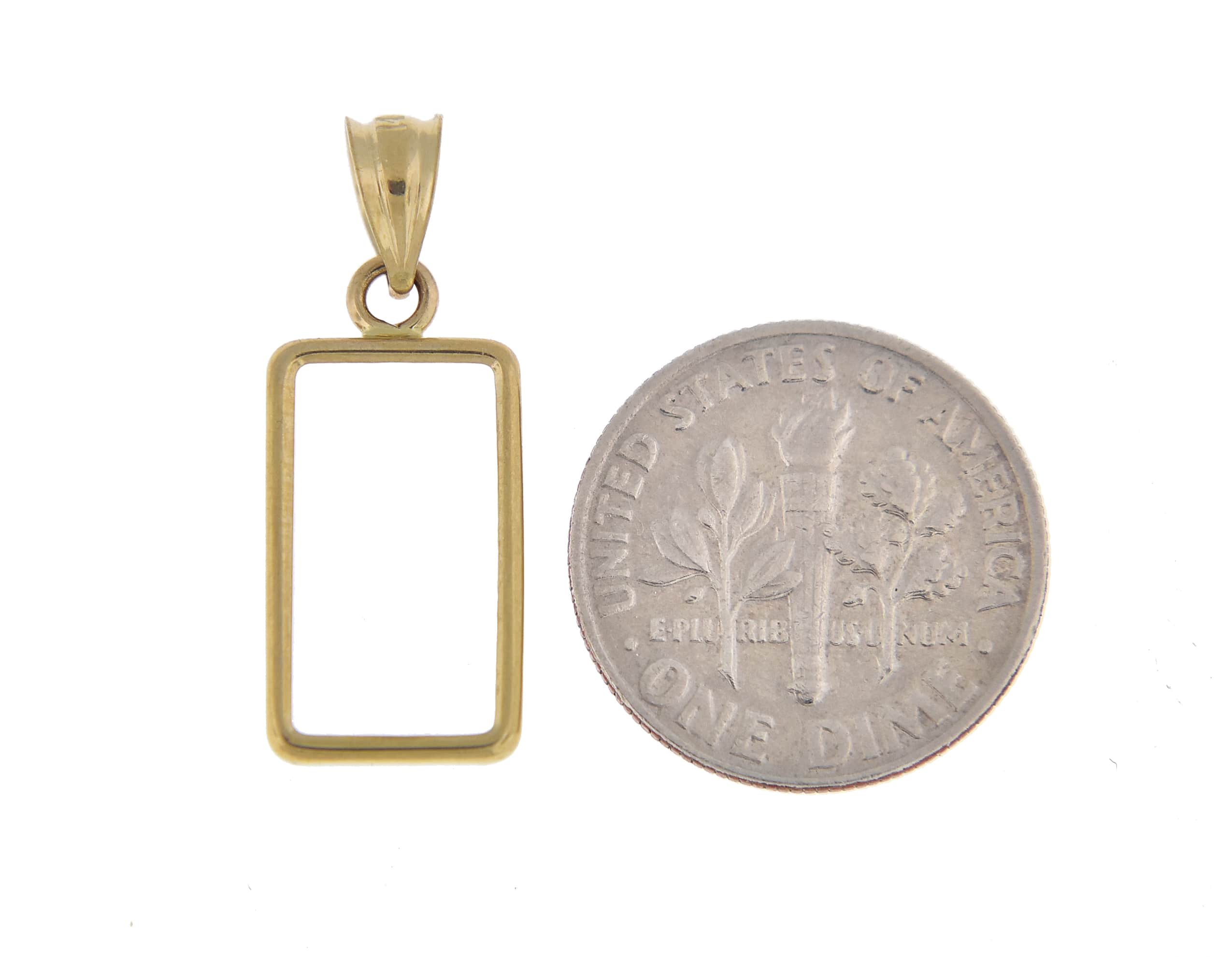 14K Yellow Gold Holds 15mm x 8.5mm x 0.65mm Coins Credit Suisse 1 gram Tab Back Frame Mounting Holder Pendant Charm