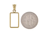 Carica l&#39;immagine nel visualizzatore di Gallery, 14K Yellow Gold Holds 15mm x 8.5mm x 0.65mm Coins Credit Suisse 1 gram Tab Back Frame Mounting Holder Pendant Charm
