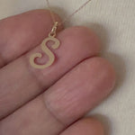 Load and play video in Gallery viewer, 14K Yellow Gold Initial Letter S Cursive Script Alphabet Pendant Charm

