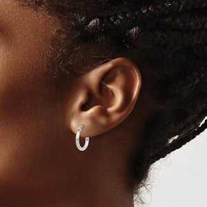 Sterling Silver Diamond Cut Classic Round Hoop Earrings 12mm x 2mm