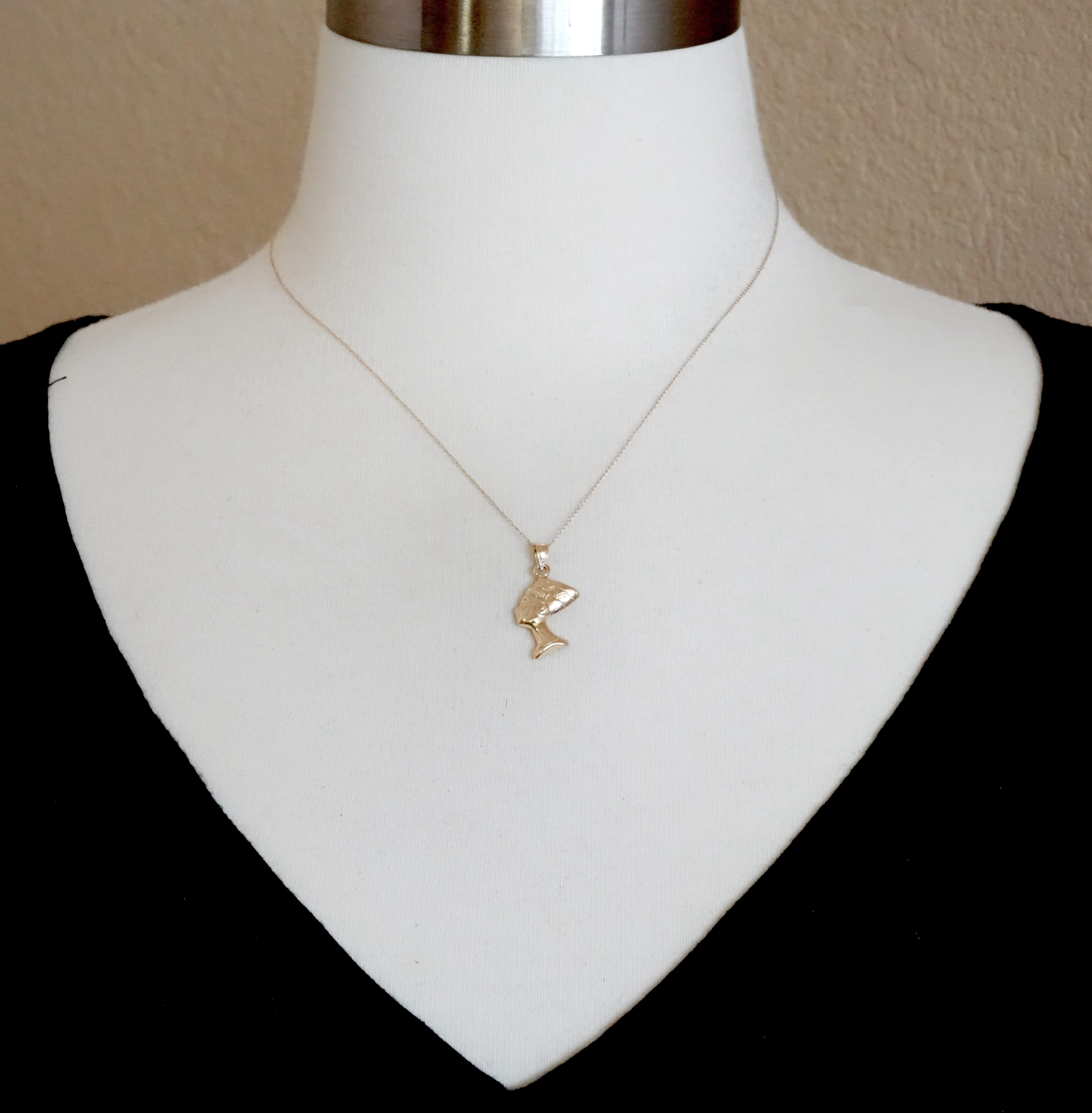 14k yellow gold egyptian nefertiti 3d pendant charm