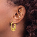 Charger l&#39;image dans la galerie, 14K Yellow Gold Shrimp Scalloped Twisted Hoop Earrings
