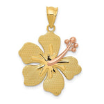 Kép betöltése a galériamegjelenítőbe: 14k Gold Two Tone Hibiscus Flower Pendant Charm

