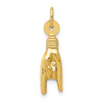 Carica l&#39;immagine nel visualizzatore di Gallery, 14k Yellow Gold Rock On Good Luck Hand Pendant Charm
