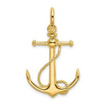 Afbeelding in Gallery-weergave laden, 14k Yellow Gold Anchor Rope Long T Bar Shackle 3D Pendant Charm

