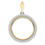 Load image into Gallery viewer, 14K Gold Two Tone Diamond for 22mm Coins or 1/4 oz American Eagle US $5 Dollar Jamestown South African 2 Rand 1/4 oz Panda Coin Bezel Prong Pendant Charm
