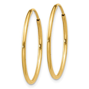 14K Yellow Gold 22mm x 1.25mm Round Endless Hoop Earrings
