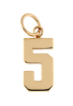 Load image into Gallery viewer, 14k Yellow Gold Number 5 Five Pendant Charm
