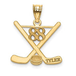 Indlæs billede til gallerivisning 14k Yellow White Gold Sterling Silver Ice Hockey Personalized Engraved Pendant
