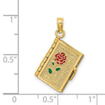 Загрузить изображение в средство просмотра галереи, 14K Yellow Gold Enamel Love Flower Book Moveable 3D Pendant Charm
