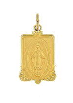 將圖片載入圖庫檢視器 14k Yellow Gold Blessed Virgin Mary Miraculous Medal Rectangle Pendant Charm
