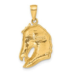 Lataa kuva Galleria-katseluun, 14k Yellow Gold Horse Pony Head Open Back Pendant Charm
