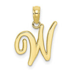 Cargar imagen en el visor de la galería, 10K Yellow Gold Script Initial Letter W Cursive Alphabet Pendant Charm
