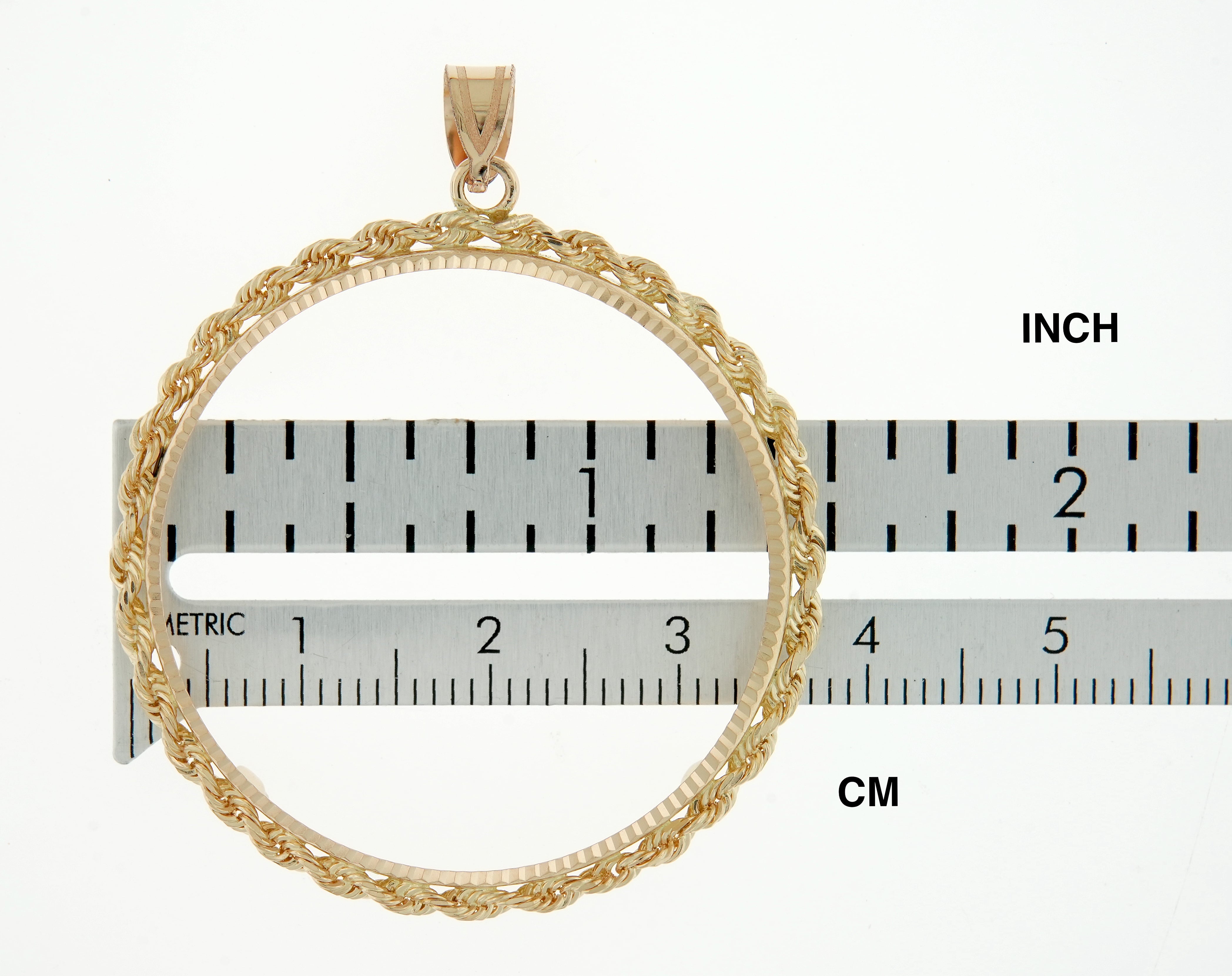 14K Yellow Gold 1 oz American Eagle U.S. $50 24K Buffalo 1 oz Cat 1 oz Krugerrand Coin Holder Prong Bezel Pendant Charm for 32.7mm Coins