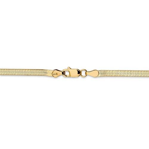 14K Yellow Gold Silky Herringbone Bracelet Anklet Choker Necklace Pendant Chain 3mm