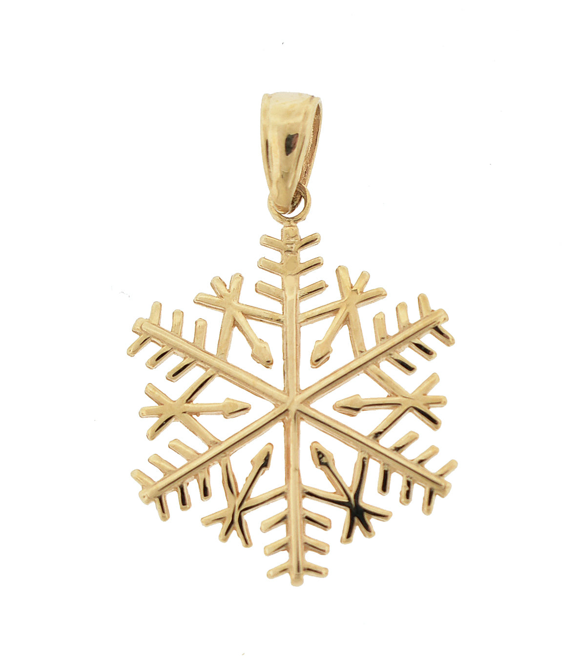 14k Yellow Gold Snowflake Pendant Charm - [cklinternational]