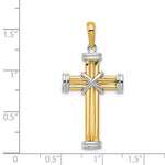 Afbeelding in Gallery-weergave laden, 14k Gold Two Tone Latin Cross Pendant Charm
