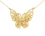 Cargar imagen en el visor de la galería, 14k Gold Tri Color Butterfly Necklace 18 inches Back
