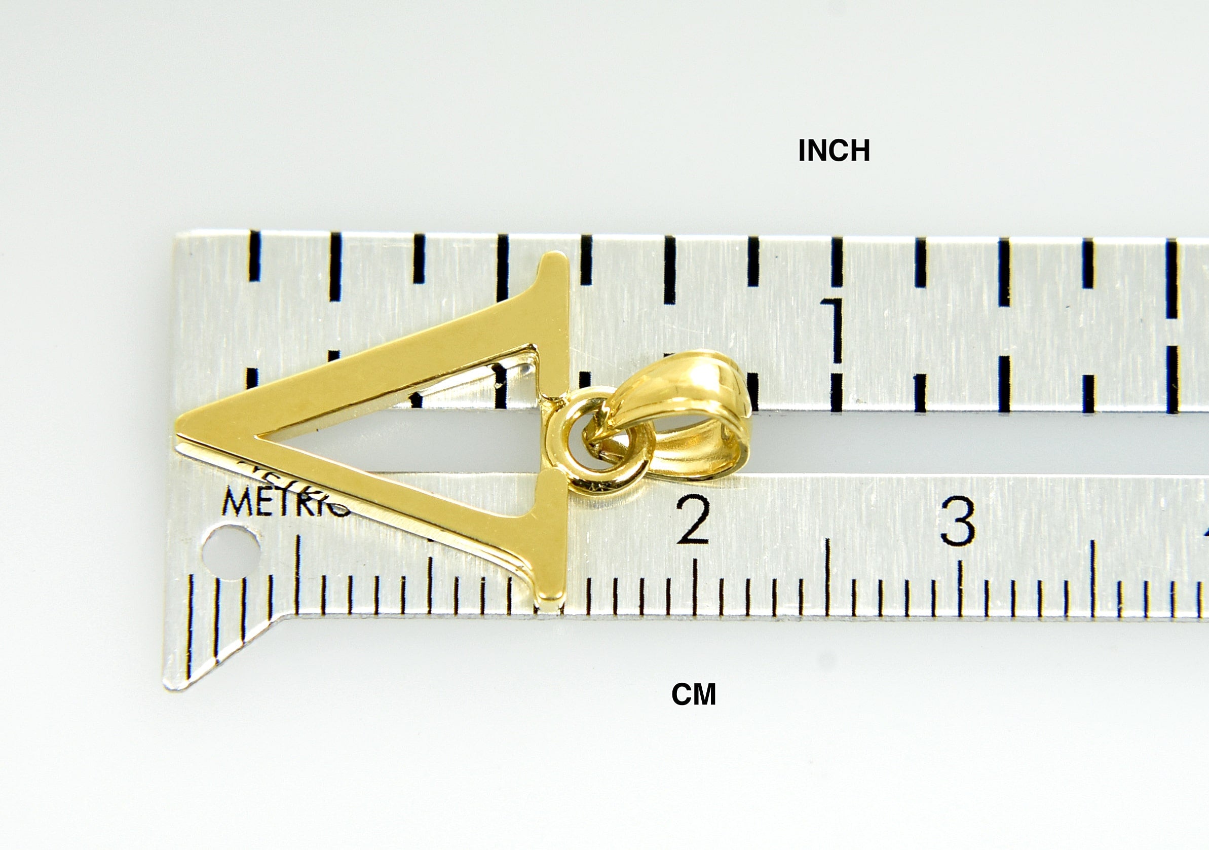 14K Yellow Gold Uppercase Initial Letter V Block Alphabet Large Pendant Charm