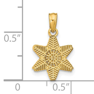 14k Yellow Gold Snowflake Small Pendant Charm