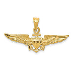 画像をギャラリービューアに読み込む, 14k Yellow Gold United States US Naval Aviator Badge Wings Pendant Charm
