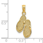 Load image into Gallery viewer, 14k Yellow Gold Hawaii Palm Tree Flip Flops Sandals Slippers 3D Pendant Charm
