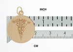 Lataa kuva Galleria-katseluun, 14k Yellow Gold Medical Caduceus Symbol Disc Pendant Charm
