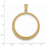 Charger l&#39;image dans la galerie, 14K Yellow Gold 1 oz One Ounce American Eagle Coin Holder Prong Bezel Rope Edge Pendant Charm for 32.6mm x 2.8mm Coins

