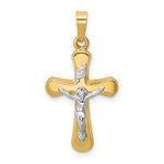 Lade das Bild in den Galerie-Viewer, 14k Gold Two Tone Cross Crucifix INRI Pendant Charm
