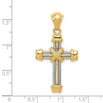 Afbeelding in Gallery-weergave laden, 14k Gold Two Tone Cross Open Back Pendant Charm
