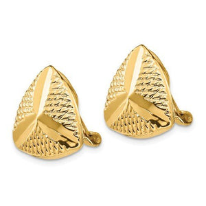 14k Yellow Gold Non Pierced Clip On Triangle Omega Back Earrings