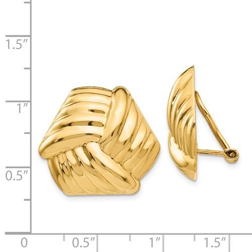 14k Yellow Gold Non Pierced Clip On Geometric Style Omega Back Earrings