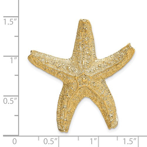 14k Yellow Gold Starfish Chain Slide Textured Pendant Charm