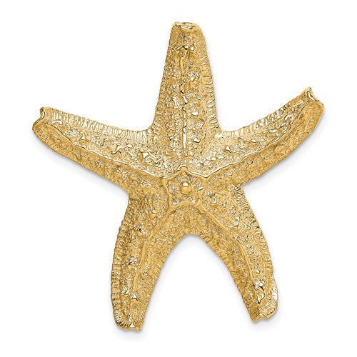 14k Yellow Gold Starfish Chain Slide Textured Pendant Charm