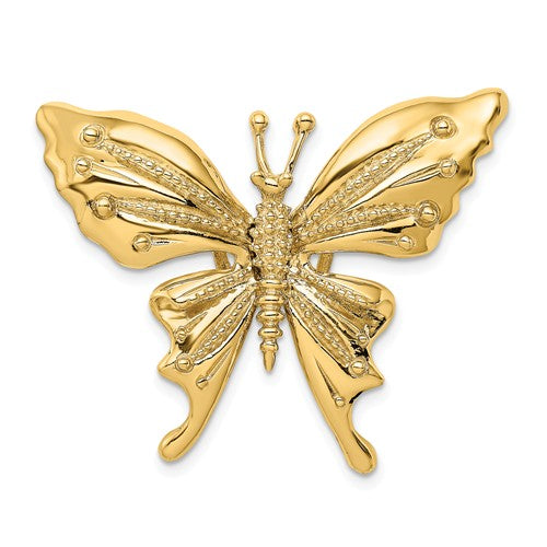 14k Yellow Gold Butterfly Chain Slide Pendant Charm