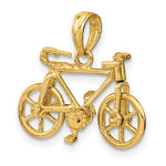 Kép betöltése a galériamegjelenítőbe: 14k Yellow Gold Bicycle 3D Moveable Pendant Charm
