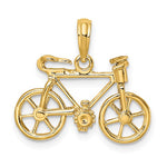 Carica l&#39;immagine nel visualizzatore di Gallery, 14k Yellow Gold Bicycle 3D Moveable Pendant Charm
