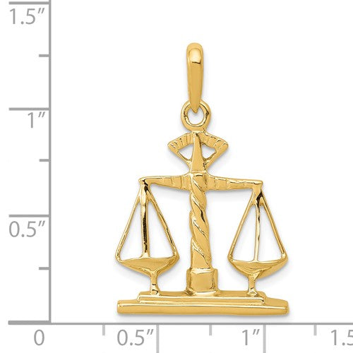 14k Yellow Gold Scales of Justice Open Back Pendant Charm