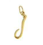 Afbeelding in Gallery-weergave laden, 10K Yellow Gold Lowercase Initial Letter J Script Cursive Alphabet Pendant Charm
