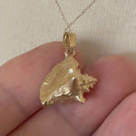 Load and play video in Gallery viewer, 14k Yellow Gold with Enamel Conch Shell 3D Pendant Charm
