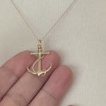 Load and play video in Gallery viewer, 14k Yellow Gold Anchor Rope Long T Bar Shackle 3D Pendant Charm

