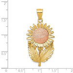 Afbeelding in Gallery-weergave laden, 14k Gold Two Tone Sunflower Large Pendant Charm
