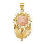 Load image into Gallery viewer, 14k Gold Two Tone Sunflower Large Pendant Charm
