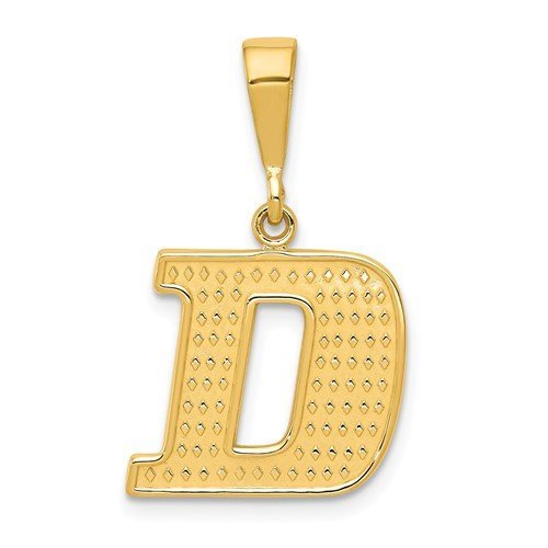 14K Yellow Gold Uppercase Initial Letter D Block Alphabet Pendant Charm