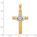 Φόρτωση εικόνας στο εργαλείο προβολής Συλλογής, 14k Gold Two Tone Claddagh Celtic Cross Pendant Charm
