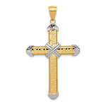 Load image into Gallery viewer, 14k Gold and Rhodium Cross Open Back Pendant Charm
