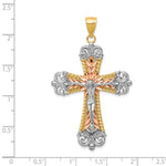 Lataa kuva Galleria-katseluun, 14k Gold Tri Color Cross Crucifix Large Pendant Charm
