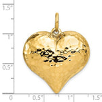將圖片載入圖庫檢視器 14K Yellow Gold Puffy Hammered Heart 3D Hollow Large Pendant Charm
