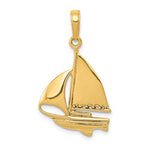 Lataa kuva Galleria-katseluun, 14k Yellow Gold Sailboat Sailing Nautical Pendant Charm
